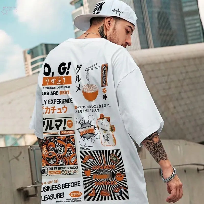 Half sleeved T-shirt for men loose fitting short sleeved hip-hop Brocelles
