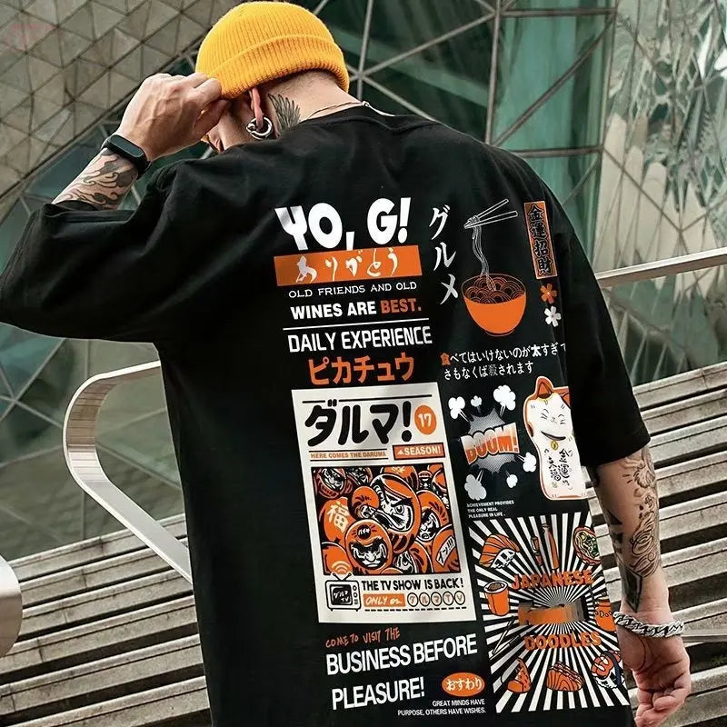 Half sleeved T-shirt for men loose fitting short sleeved hip-hop Brocelles