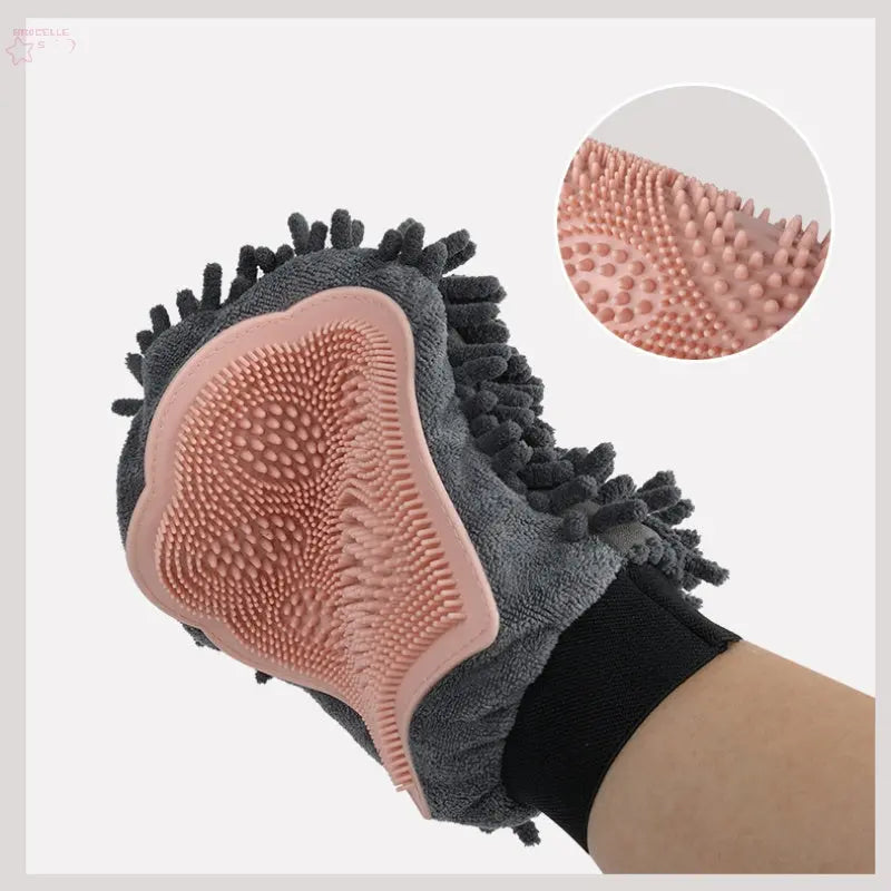 Pet Bathing Brush 2-in-1 Grooming Glove Elegant Dog Grooming Tool For Brushing, Massaging, And Drying Pet Grooming Kit For Dog Cat 2-Sided Bathing Brush Cleaning Massage Glove - Brocelles