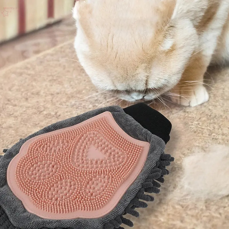 Pet Bathing Brush 2-in-1 Grooming Glove Elegant Dog Grooming Tool For Brushing, Massaging, And Drying Pet Grooming Kit For Dog Cat 2-Sided Bathing Brush Cleaning Massage Glove - Brocelles