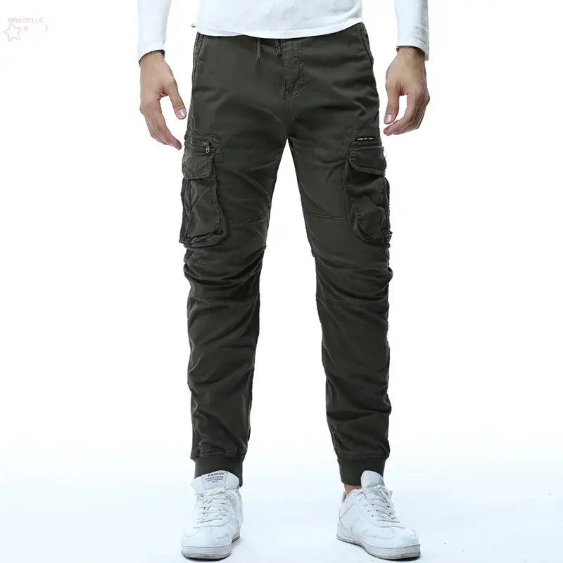 2024 Fashion Casual Cotton Pants Hip Hop Ribbon Male army Trousers 38 - Brocelles