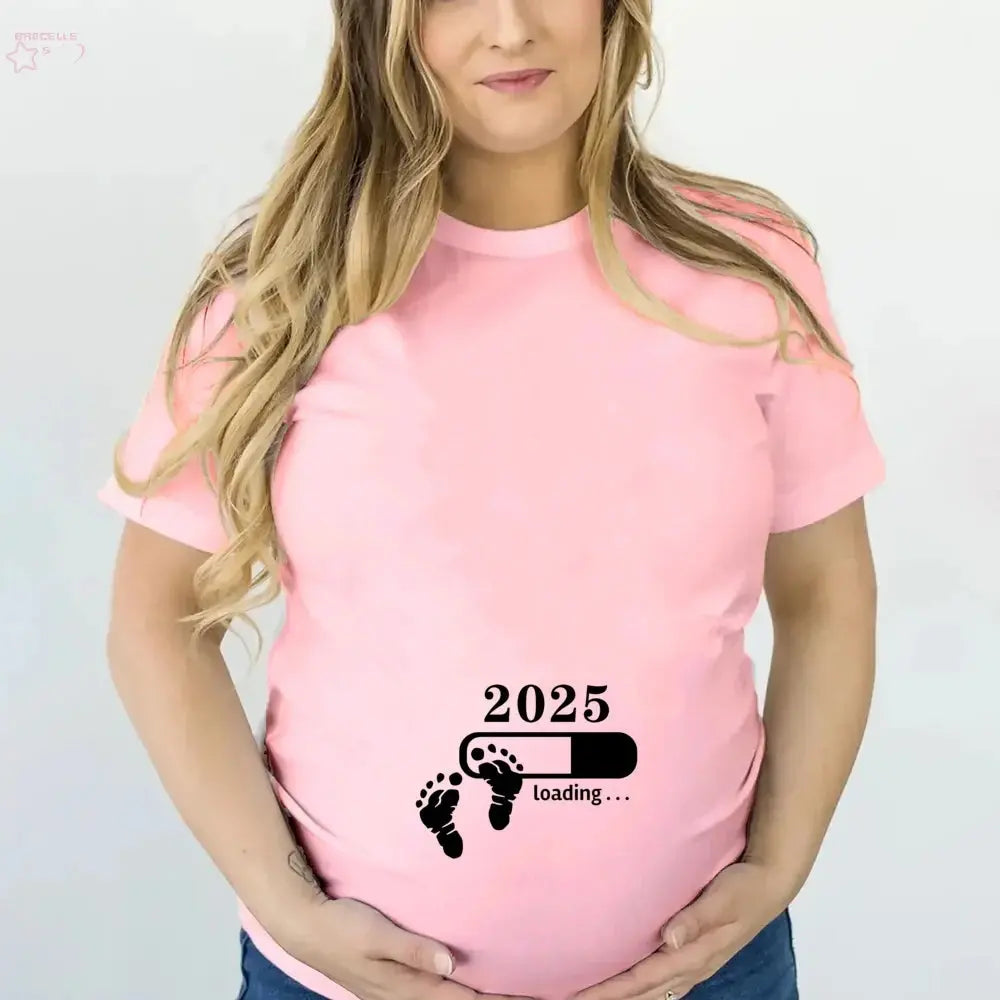 2025 Loading Funny Pregnancy Announcement Tee Brocelles