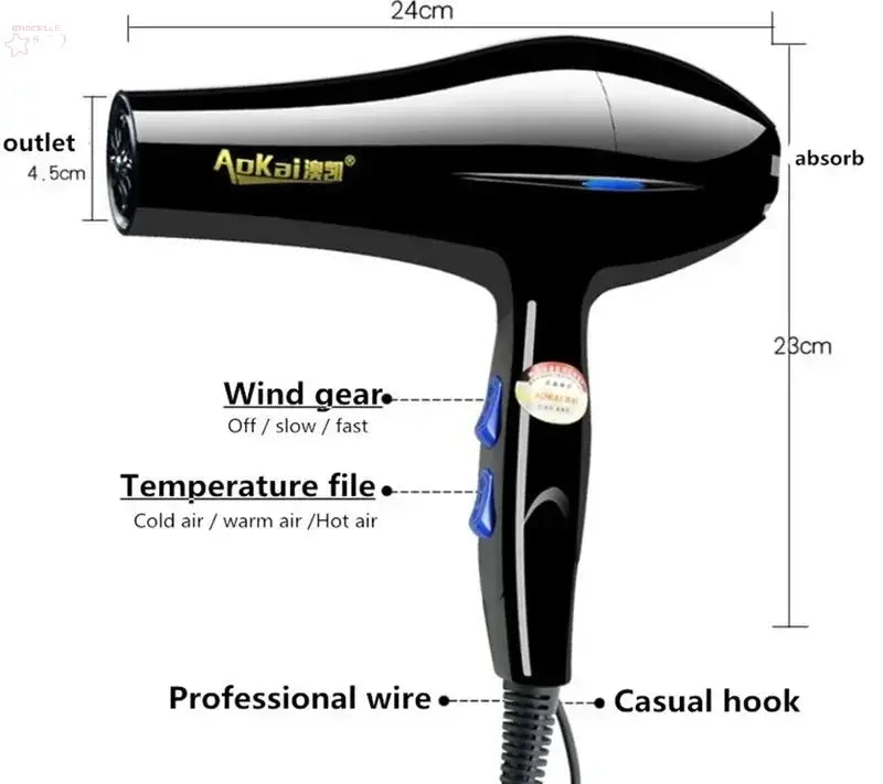 220V Hair Dryer Professional 2200W Gear Strong Power Blow Hair Dryer Brush For Hairdressing Barber Salon Tools Hair Dryer Fan Brocelles