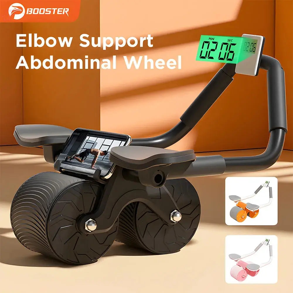 Ab Roller Wheel Automatic Rebound With Elbow Support Flat Plate Exercise Wheel Silence Abdominal Wheel Home Exercise Equipment - Brocelles