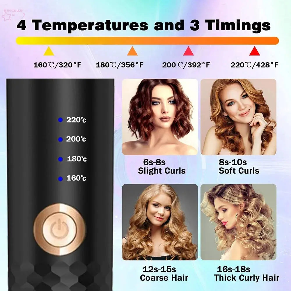 Auto Rotating Ceramic Hair Curler Automatic Curling Iron Styling Tools. Brocelles