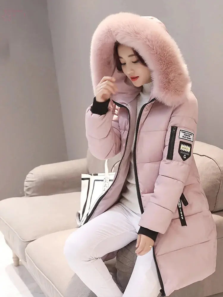 BROCELLES Women Winter Fur Collar Hooded Brocelles.