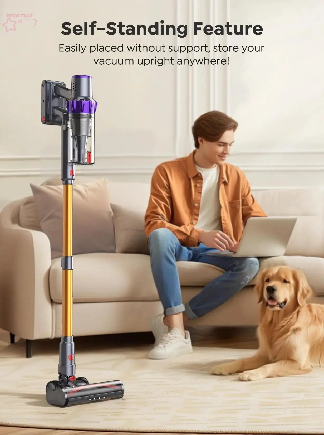 BROCELLE'S Ultra-Powerful 500W Cordless Vacuum Cleaner.