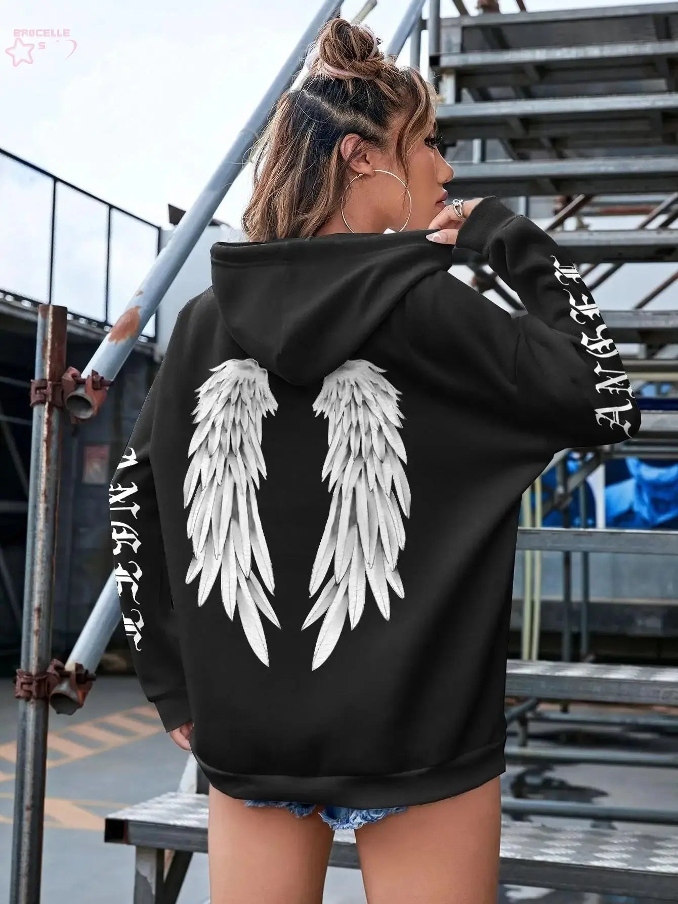 Beautiful Angel Wings Printed Hoodies Brocelles.