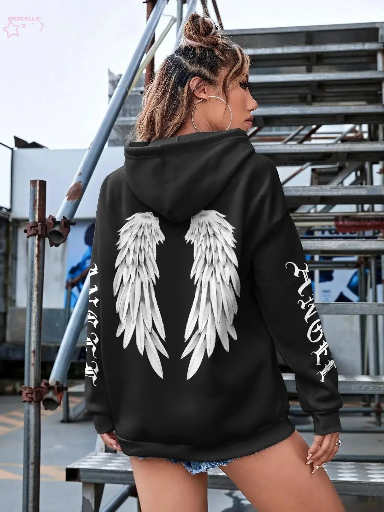 Beautiful Angel Wings Printed Hoodies Brocelles.