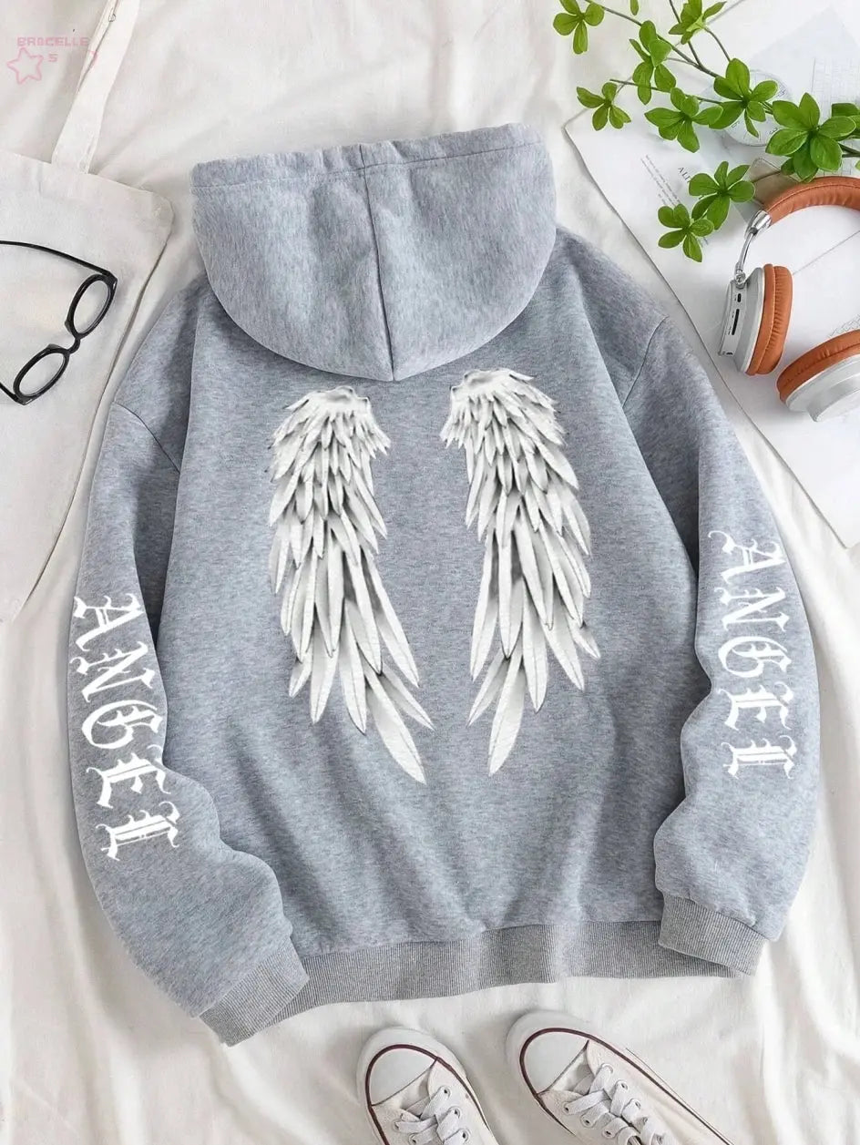 Beautiful Angel Wings Printed Hoodies Brocelles.