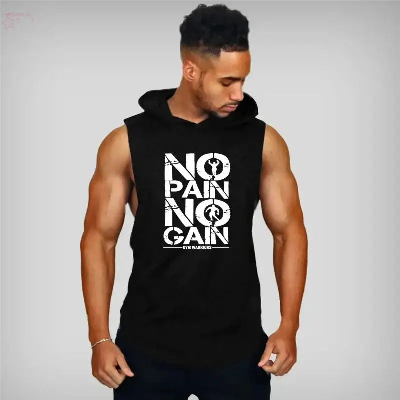 Brand Gyms Clothing Mens Bodybuilding Hooded Tank Top Cotton Sleeveless Vest Sweatshirt Fitness Workout Sportswear Tops Male Brocelles