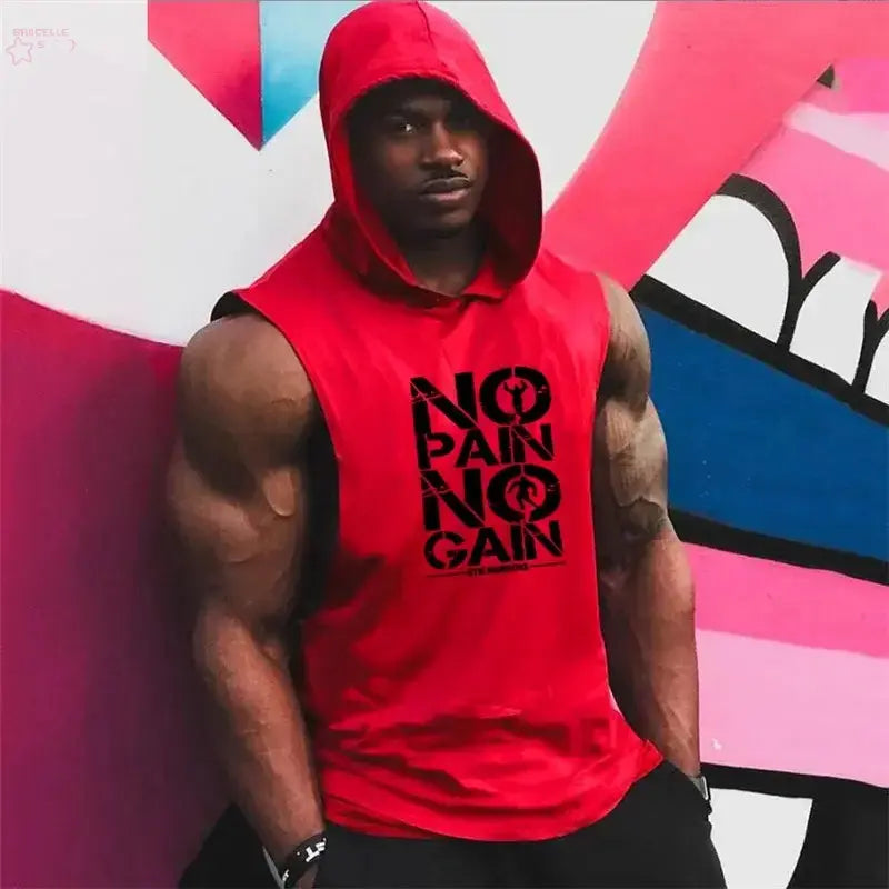 Brand Gyms Clothing Mens Bodybuilding Hooded Tank Top Cotton Sleeveless Vest Sweatshirt Fitness Workout Sportswear Tops Male Brocelles