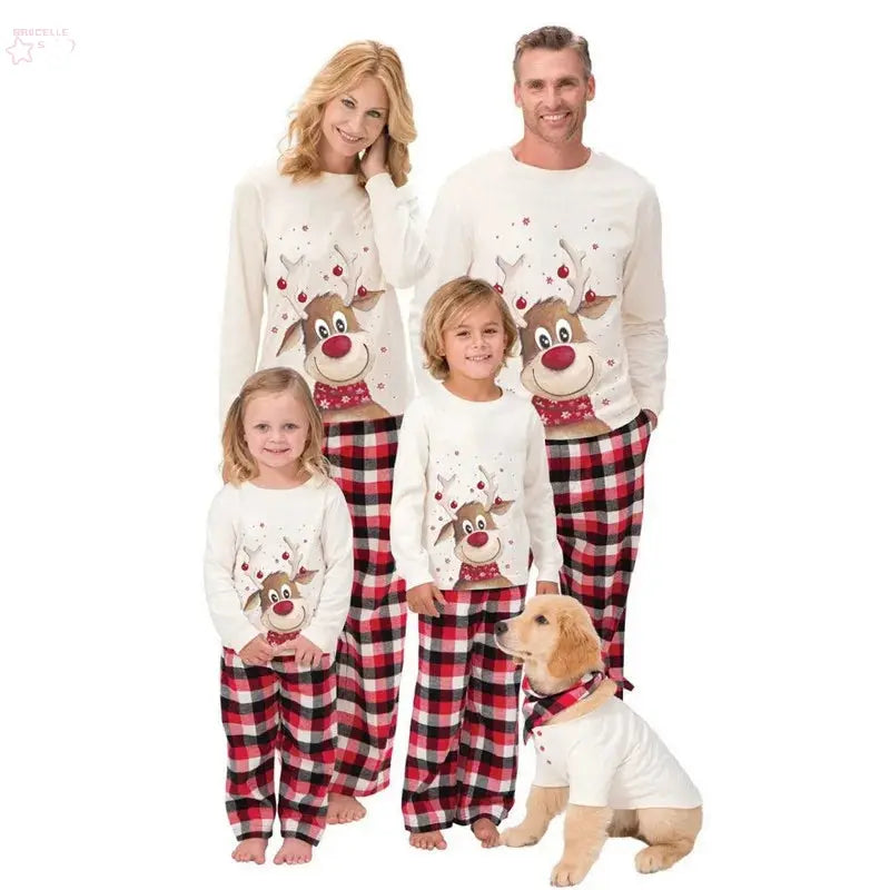 Brocelles Christmas Family Matching Pajamas Set – Deer Design Top & Pants Brocelles