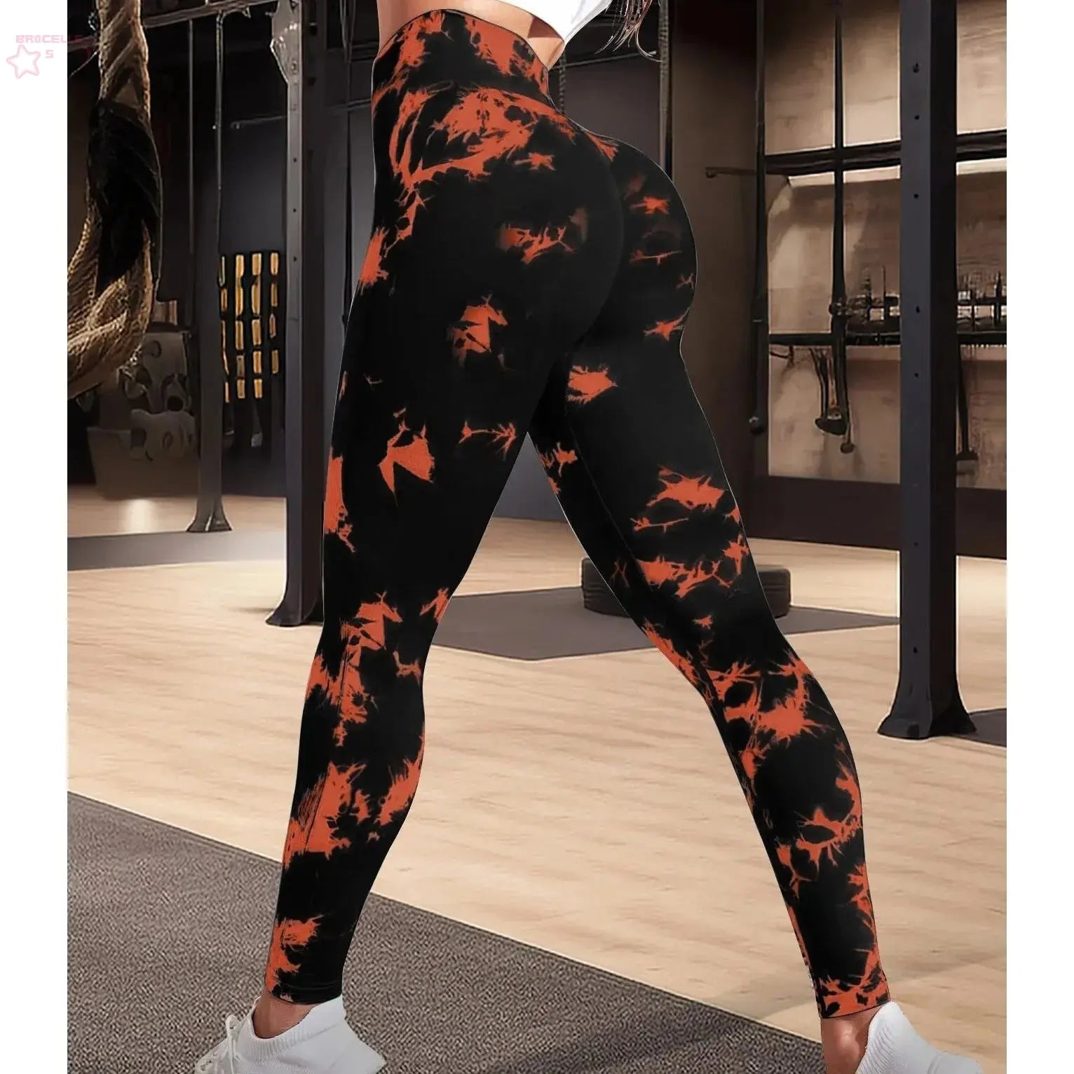 New Tie Dyed Fragmented Flower Yoga Pants Sweat-absorbing High Waist Tight Fit Lifting Hip Fitness Pants Running Sports Pants - Brocelles