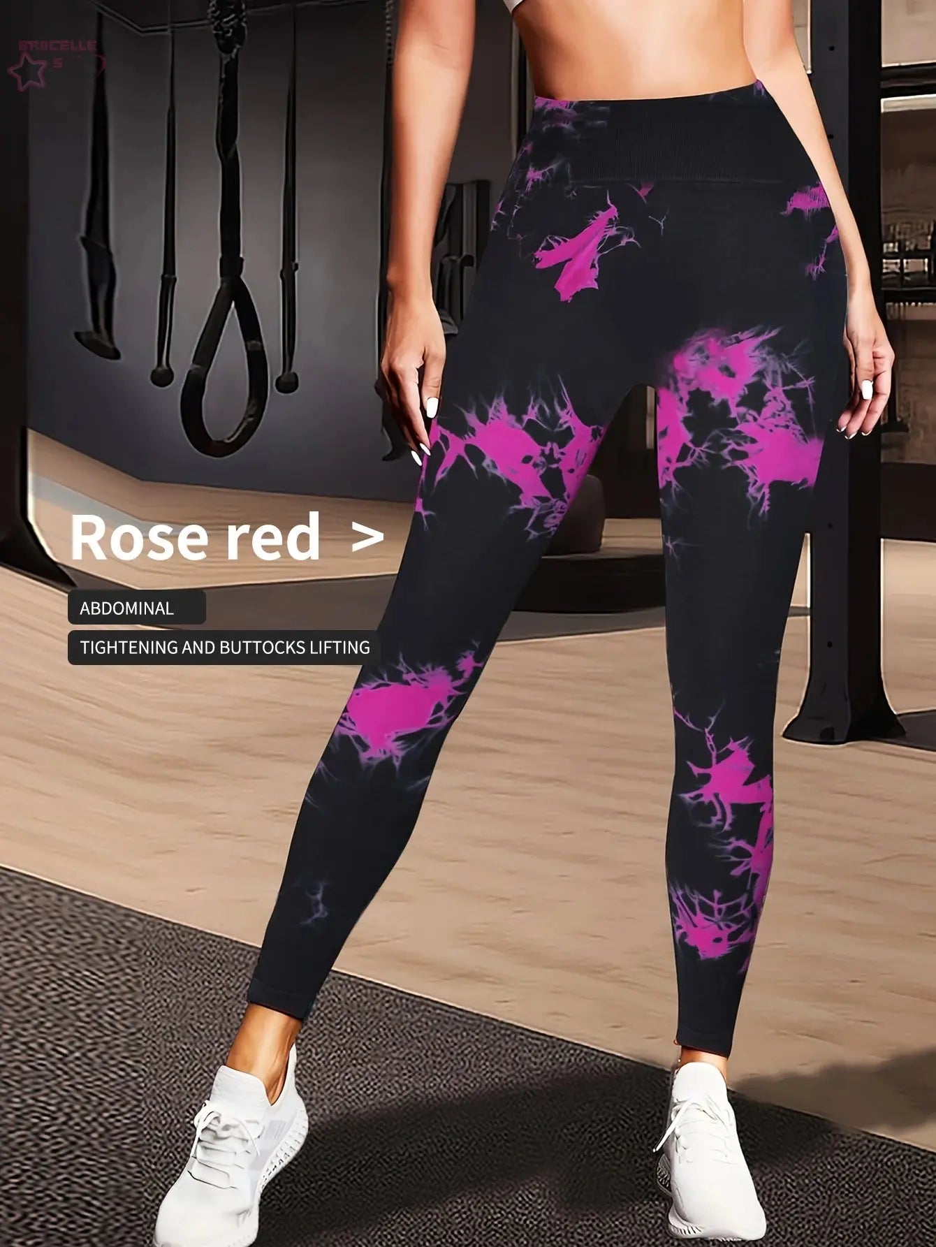 New Tie Dyed Fragmented Flower Yoga Pants Sweat-absorbing High Waist Tight Fit Lifting Hip Fitness Pants Running Sports Pants - Brocelles