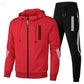 Men's Hoodies+Pants Two Piece Sets Triple Slant Hoodie Jacket Sport Zipper Tracksuits Sports Jogging Male Fitness Clothing - Brocelles