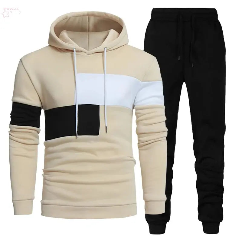 Fashion Men Tracksuits Hoodies Suit Autumn Winter Men Hooded Sweater and Sweatpants Two Piece Set Plus Size Men's Clothing - Brocelles