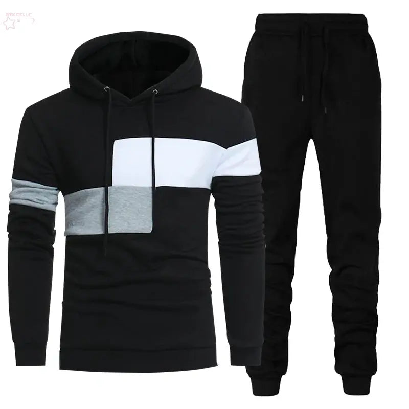 Fashion Men Tracksuits Hoodies Suit Autumn Winter Men Hooded Sweater and Sweatpants Two Piece Set Plus Size Men's Clothing - Brocelles