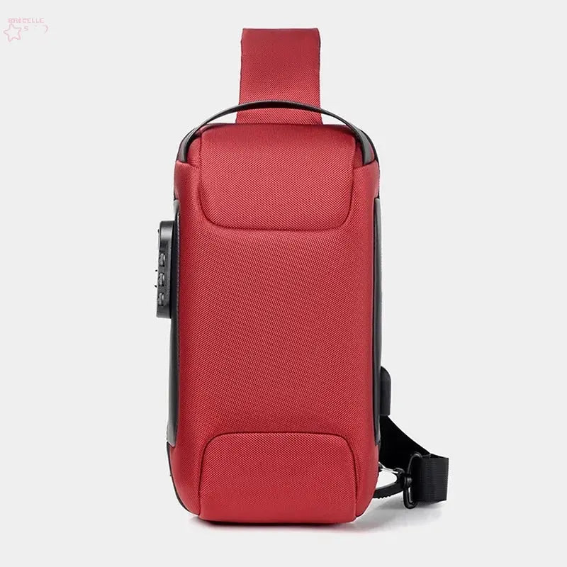 Men'S Usb Crossbody Bag Anti-Theft Shoulder Bags Waterproof Oxford Waist Bag Multifunction Short Travel Messenger Chest Pack - Brocelles