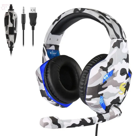 Camouflage Gaming Headset Luminous Headset T-176 Headset Headset Wired Headset Strong Bass - Brocelles