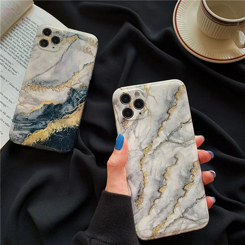 Compatible with Apple , Glitter Marble Apple Phone Case - Brocelles