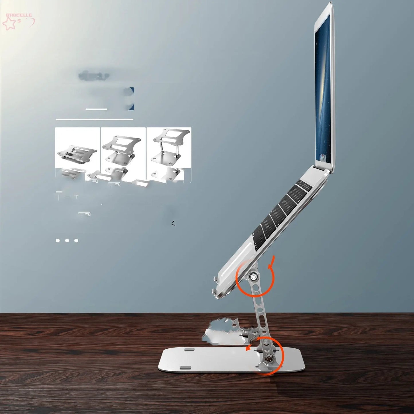 Computer Stand Laptop Aluminum Alloy Desktop Folding Portable Storage Base Can Lift Radiator - Brocelles