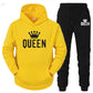 Couple Fashion Tracksuit King Queen Hoodies Brocelles.