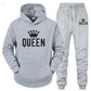 Couple Fashion Tracksuit King Queen Hoodies Brocelles.