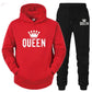 Couple Fashion Tracksuit King Queen Hoodies Brocelles.