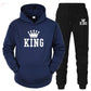 Couple Fashion Tracksuit King Queen Hoodies Brocelles.