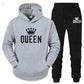 Couple Fashion Tracksuit King Queen Hoodies Brocelles.