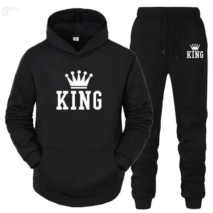 Couple Fashion Tracksuit King Queen Hoodies Brocelles.