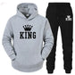 Couple Fashion Tracksuit King Queen Hoodies - Brocelles