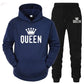 Couple Fashion Tracksuit King Queen Hoodies - Brocelles