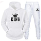 Couple Fashion Tracksuit King Queen Hoodies - Brocelles