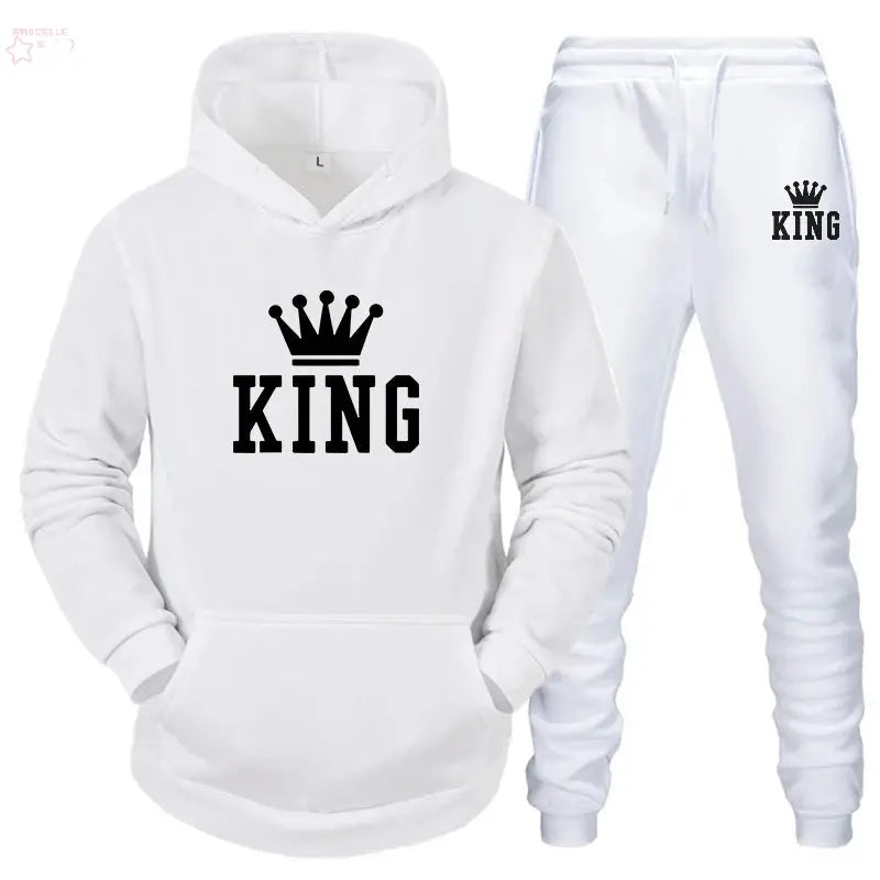 Couple Fashion Tracksuit King Queen Hoodies - Brocelles