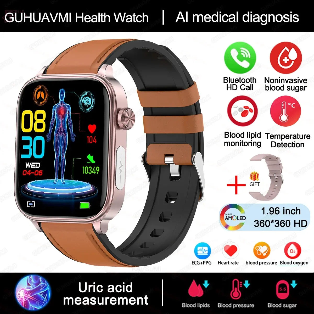 ECG+PPG Medical-Grade Smartwatch - Brocelles