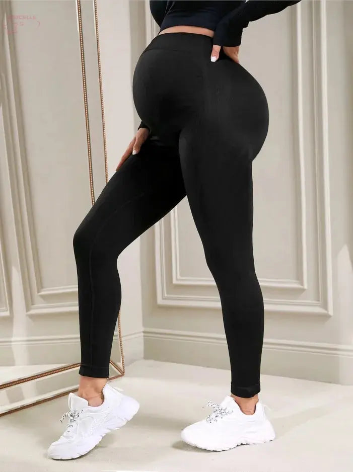 Elastic High Waist Maternity Leggings Brocelles