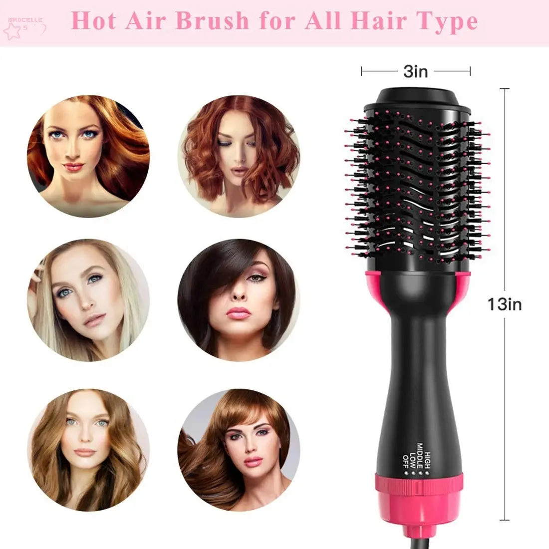 Hair Dryer Hot Air Brush Styler and Volumizer Brocelles