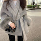 High End Double-sided Wool Strapping Real Wool Fur Coat Women's Removable Cuffs Fox Fur Temperament Cashmere Short Jacket Brocelles.