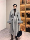 High End Double-sided Wool Strapping Real Wool Fur Coat Women's Removable Cuffs Fox Fur Temperament Cashmere Short Jacket Brocelles.