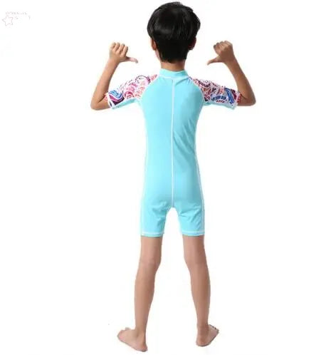 Kid Short-Sleeved 0.5mm Lycra Surf Clothing Sunscreen Swimsuit Swimwear Brocelles