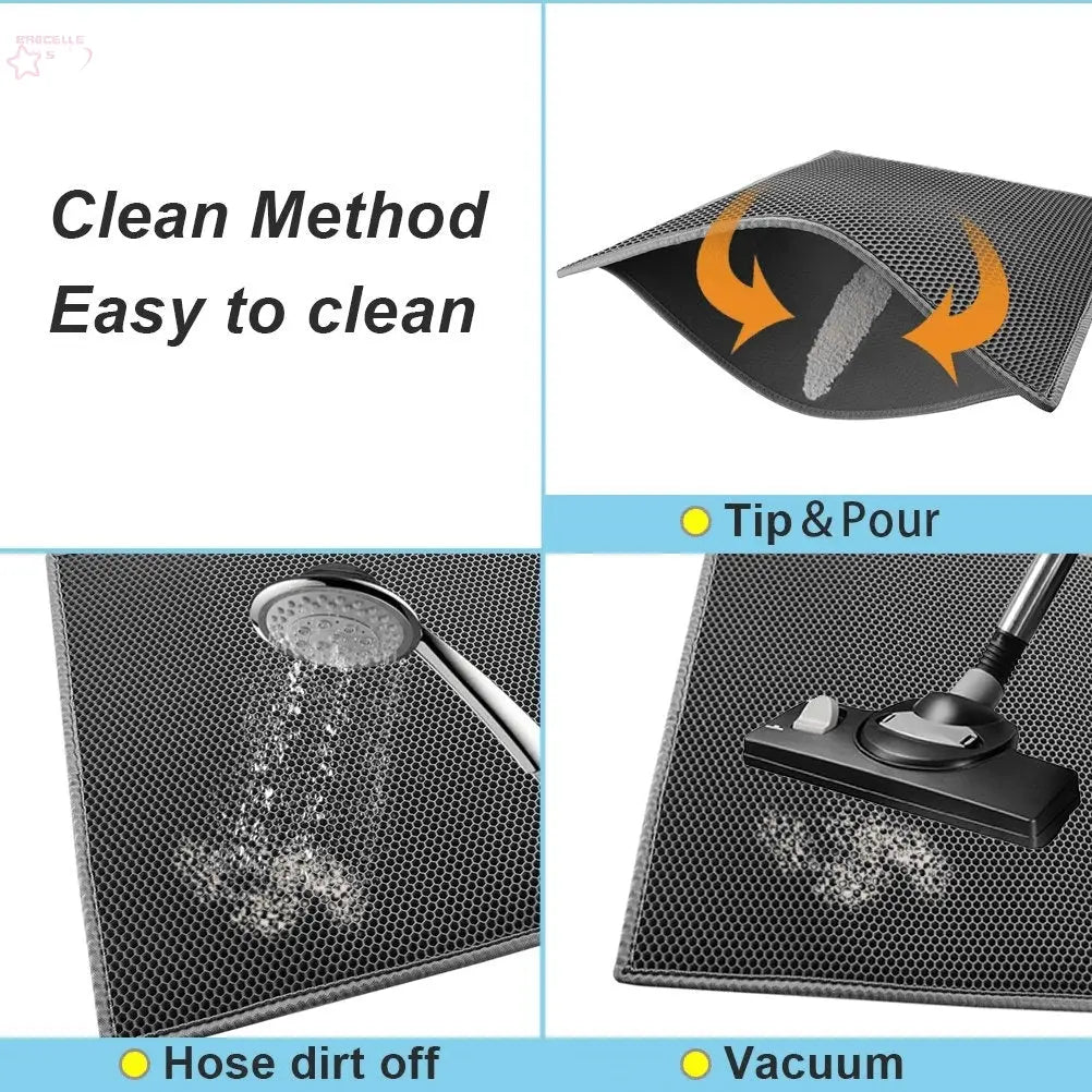 Kitty Cat Litter Mat Trapping Honeycomb Double Layer Design Waterproof Double Layer EVA Cat Litter Pad Waterproof Non-slip Sand Basin Filter Kitten Dog Washable Mattress - Brocelles