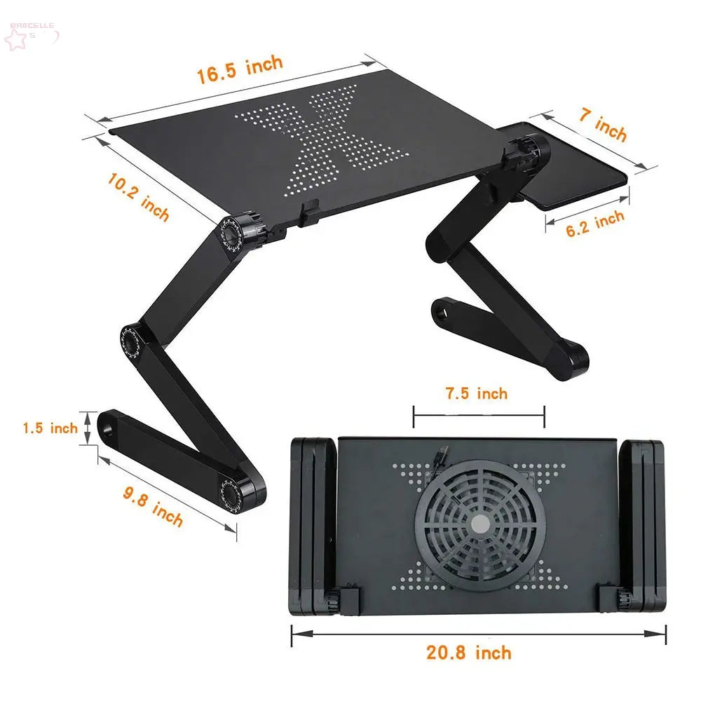 Laptop-Table-Stand Desk Mouse-Pad Notebook Folding Ergonomic-Design Adjustable with - Brocelles