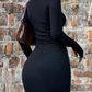 Long Sleeve Dresses for Women Black Sexy Club Bodycon Mini Dress - Brocelles