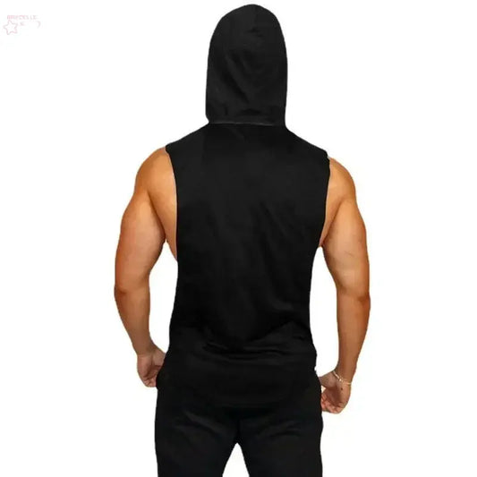 MACHINE FITNESS Mens Gym Hooded Tank Top Cotton Bodybuilding Clothing Summer Muscle Fit Sleeveless Hoodies Shirt Sports Singlets Brocelles