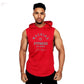 MACHINE FITNESS Mens Gym Hooded Tank Top Cotton Bodybuilding Clothing Summer Muscle Fit Sleeveless Hoodies Shirt Sports Singlets - Brocelles