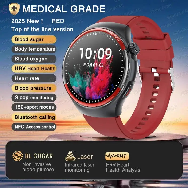 Medical-Grade HRV Blood Glucose Smartwatch Brocelles