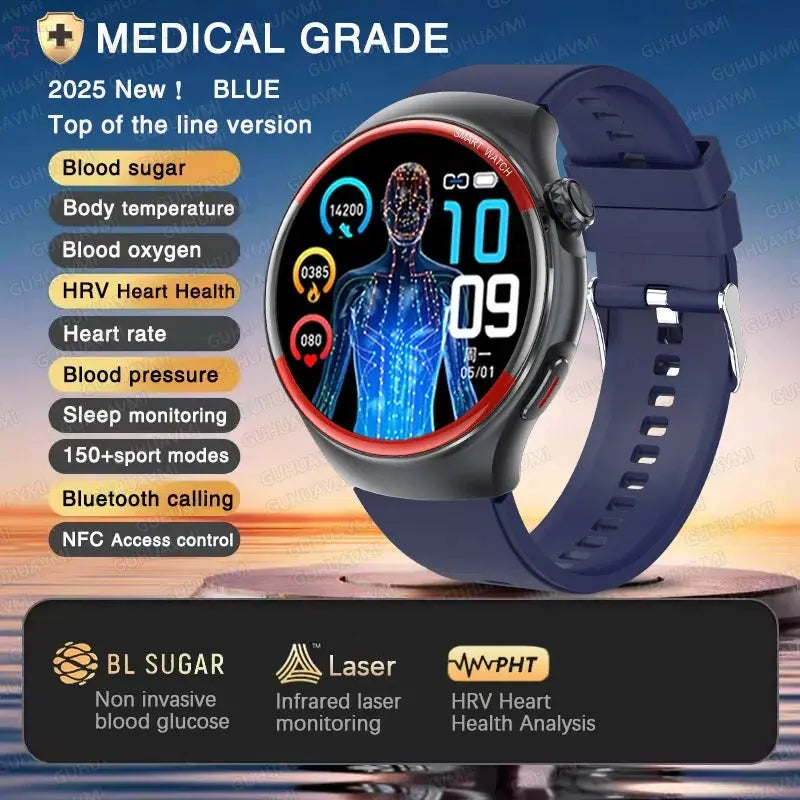 Medical-Grade HRV Blood Glucose Smartwatch Brocelles