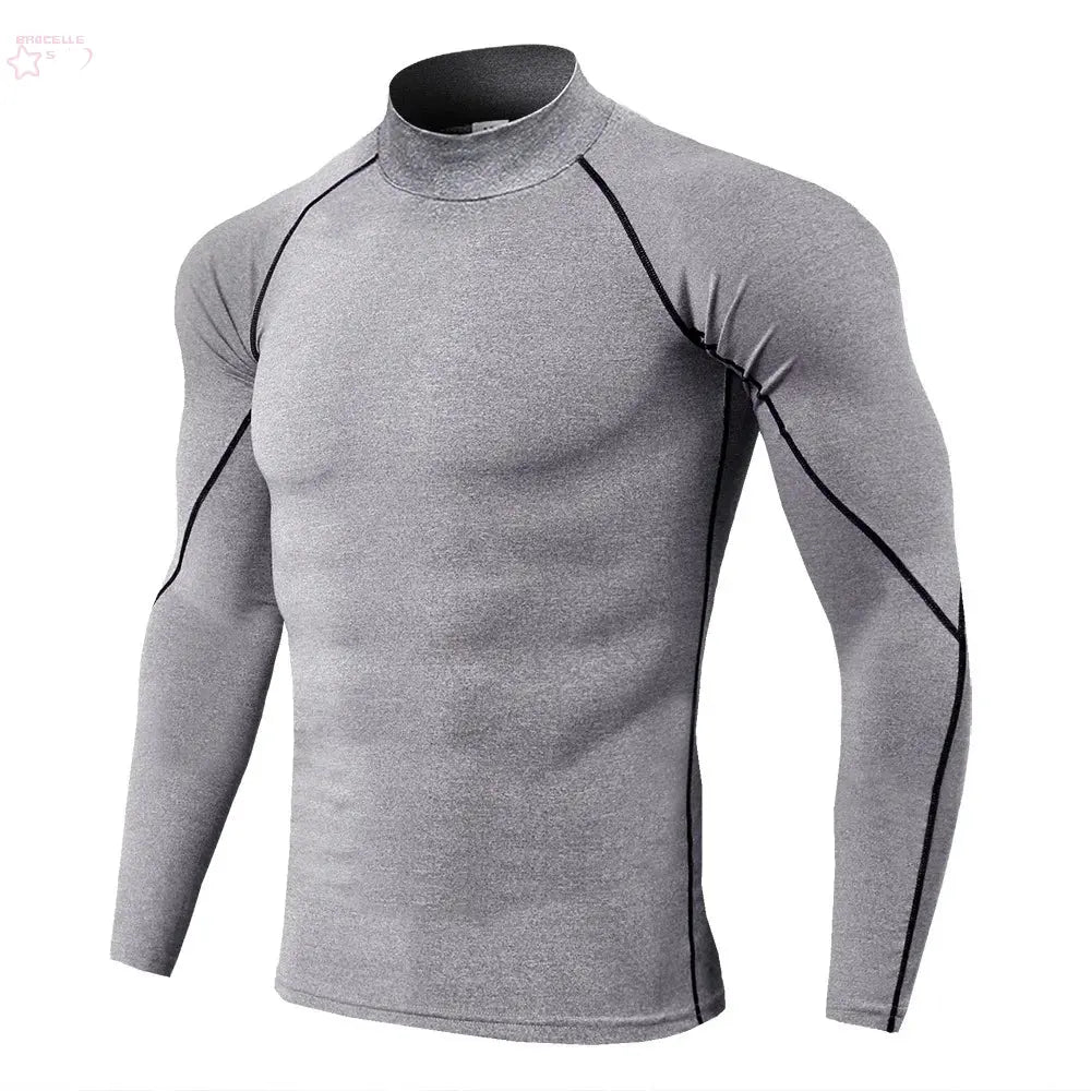 Men Sport T-shirt Quick Dry Bodybuilding Running Shirt Long Sleeve Compression Top Gym T Shirt Men Fitness Tight Rashgard - Brocelles